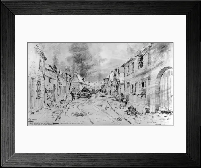 Framed Print : The Battle in Susteren; Second World War, 1945 Framed Print : The Battle in Susteren; Second World War, 1945