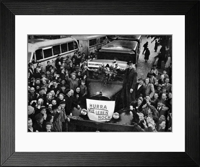 Framed Print : The First Bus out of West Berlin after the Blockade, 1949 Framed Print : The First Bus out of West Berlin after the Blockade, 1949