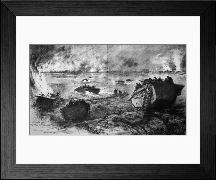 Framed Print : Commandos Crossing the Rhine at Wesel; Second World War, 194
