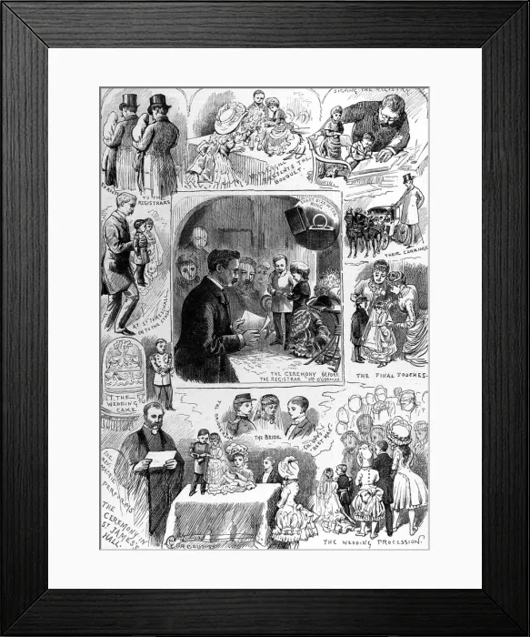 Framed Print : The Marriage of General Mite and Millie Edwards, Mancheste Framed Print : The Marriage of General Mite and Millie Edwards, Mancheste