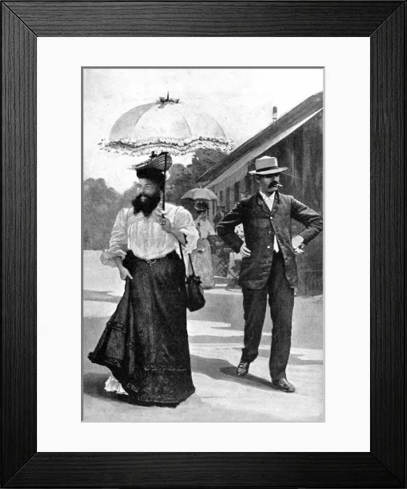 Framed Print : Mme. Delait, the bearded lady, with her husband at La Schluc Framed Print : Mme. Delait, the bearded lady, with her husband at La Schluc