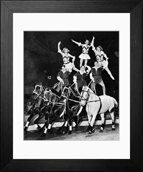 Framed Print : Equestrian Acrobats at the Circus, 1948 Framed Print : Equestrian Acrobats at the Circus, 1948