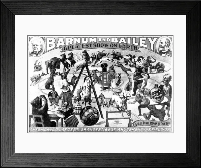 Framed Print : Advertisement for Barnum and Baileys Circus, 1897 Framed Print : Advertisement for Barnum and Baileys Circus, 1897