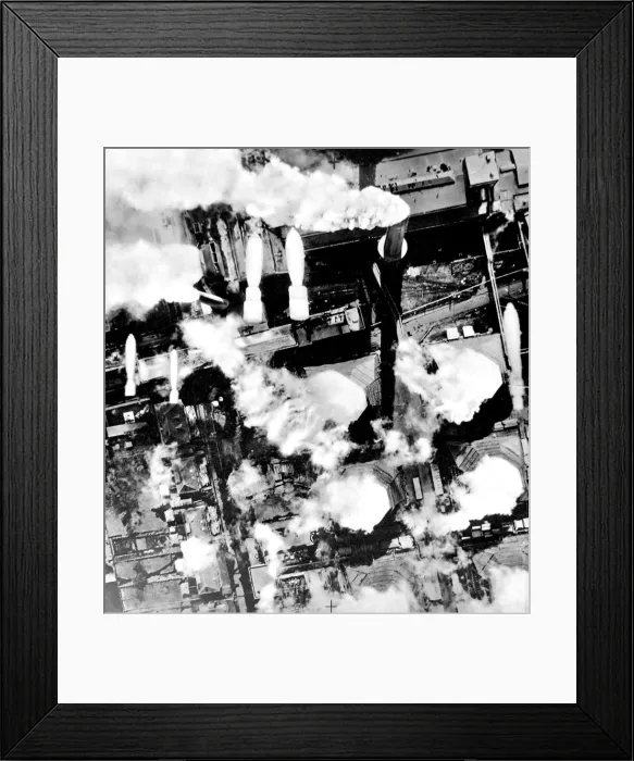 Framed Print : Bombs falling on Knapsack Power Station; Second World War, 1 Framed Print : Bombs falling on Knapsack Power Station; Second World War, 1