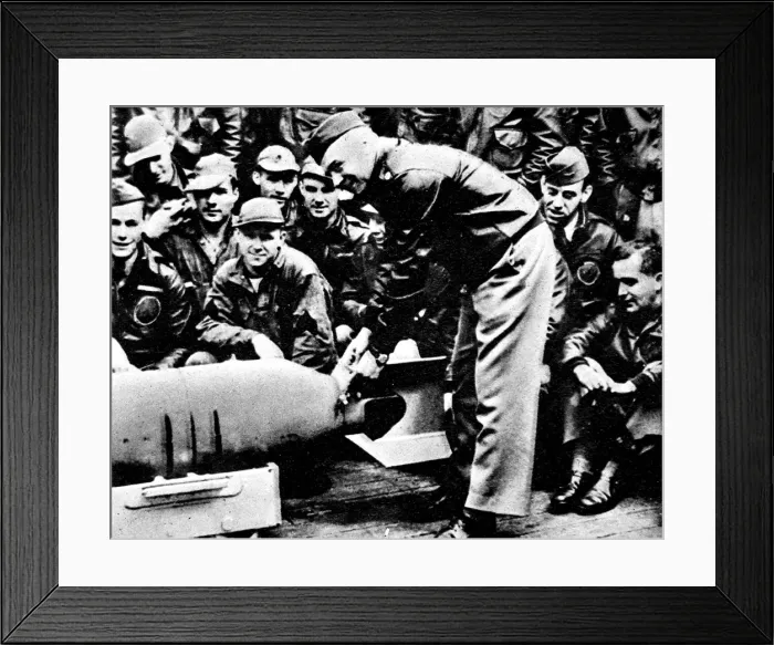 Framed Print : Lt. -Colonel Jimmy Doolittle on the deck of the Hornet; Sec Framed Print : Lt. -Colonel Jimmy Doolittle on the deck of the Hornet; Sec