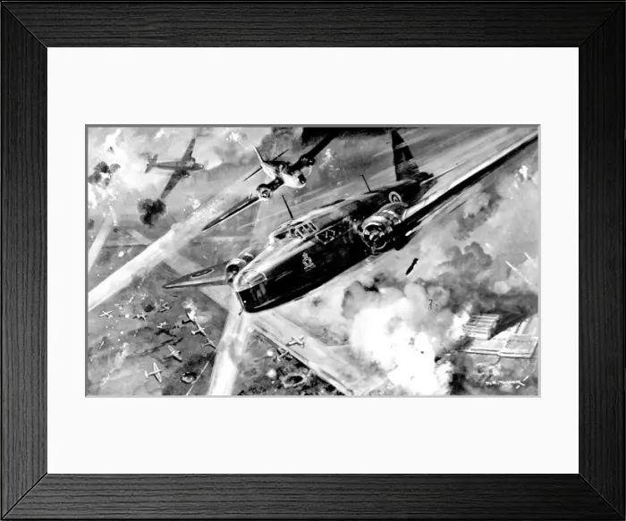 Framed Print : RAF Wellington bombers attacking a German airfield; Second Framed Print : RAF Wellington bombers attacking a German airfield; Second