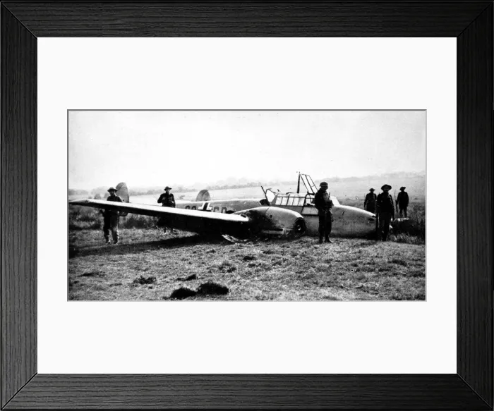 Framed Print : Crashed Me-110 fighter-bomber; Second World War, 1940