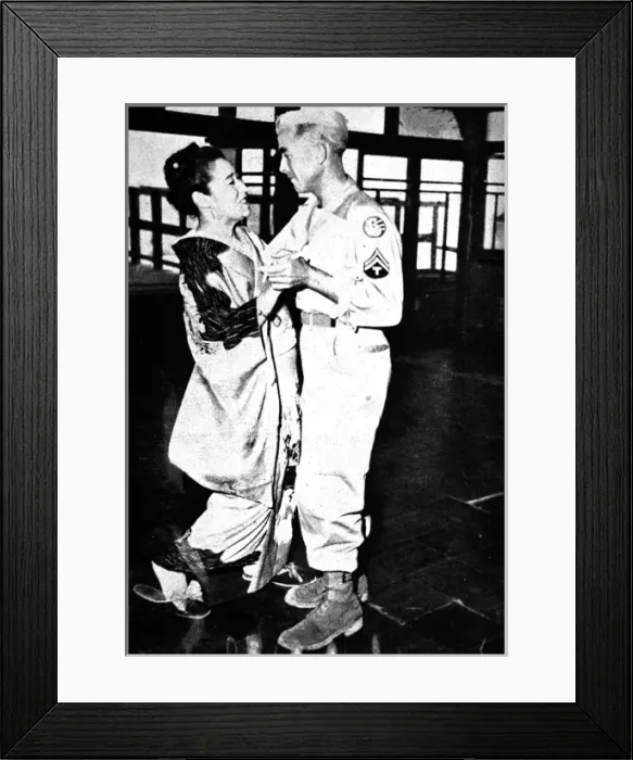 Framed Print : American Soldier dancing with a Japanese Geisha, 1945 Framed Print : American Soldier dancing with a Japanese Geisha, 1945