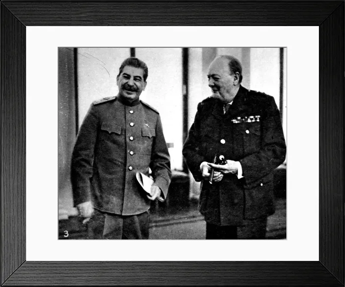 Framed Print : Stalin and Churchill at Yalta; Second World War, 1945 Framed Print : Stalin and Churchill at Yalta; Second World War, 1945