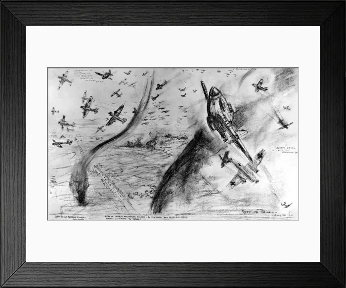 Framed Print : Dog-Fight between British Fighters and German Aircraft; Seco Framed Print : Dog-Fight between British Fighters and German Aircraft; Seco