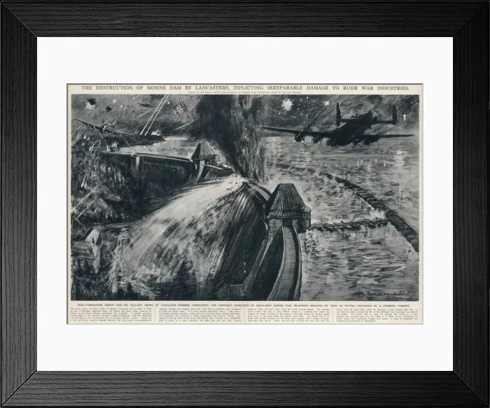 Framed Print : RAF Bombers breaching the Mohne Dam; Second World War, 1943 Framed Print : RAF Bombers breaching the Mohne Dam; Second World War, 1943