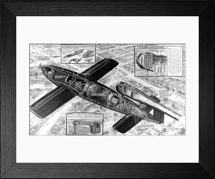 Framed Print : Cutaway Diagram of the V-1 Flying Bomb; Second World War