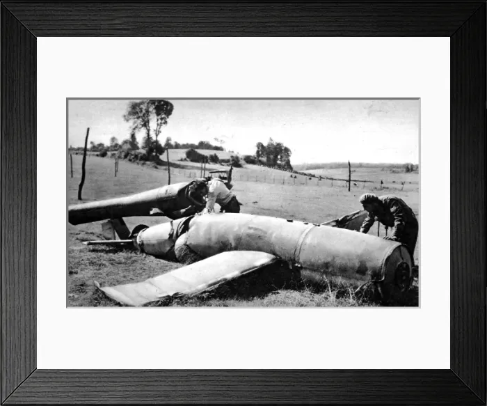 Framed Print : Crashed V-1 Flying Bomb; Second World War, 1944 Framed Print : Crashed V-1 Flying Bomb; Second World War, 1944
