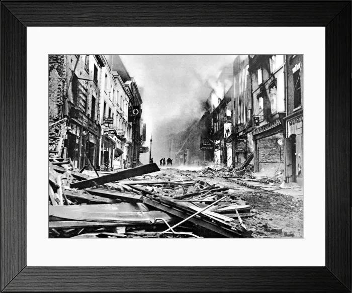 Framed Print : Coventry Burning after an Air-raid; Second World War, 1940 Framed Print : Coventry Burning after an Air-raid; Second World War, 1940