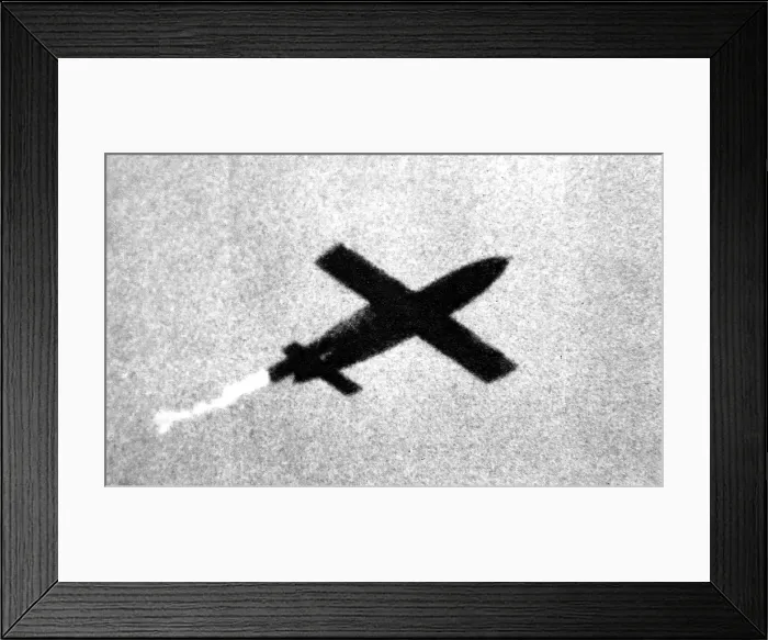 Framed Print : V-1 Flying Bomb in flight; Second World War, 1944 Framed Print : V-1 Flying Bomb in flight; Second World War, 1944