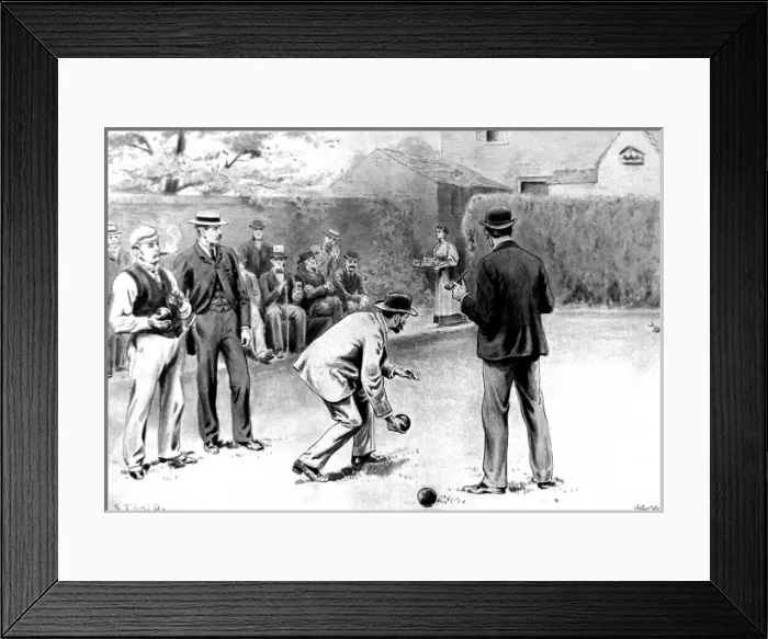 Framed Print : Game of Bowls in an English Suburban Garden, c. 1895 Framed Print : Game of Bowls in an English Suburban Garden, c. 1895