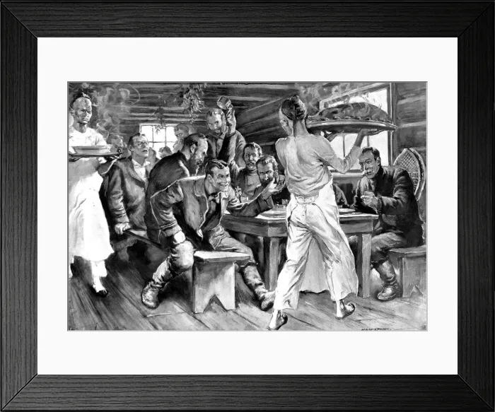 Framed Print : Christmas Dinner in a Canadian Log Cabin, c. 1906 Framed Print : Christmas Dinner in a Canadian Log Cabin, c. 1906