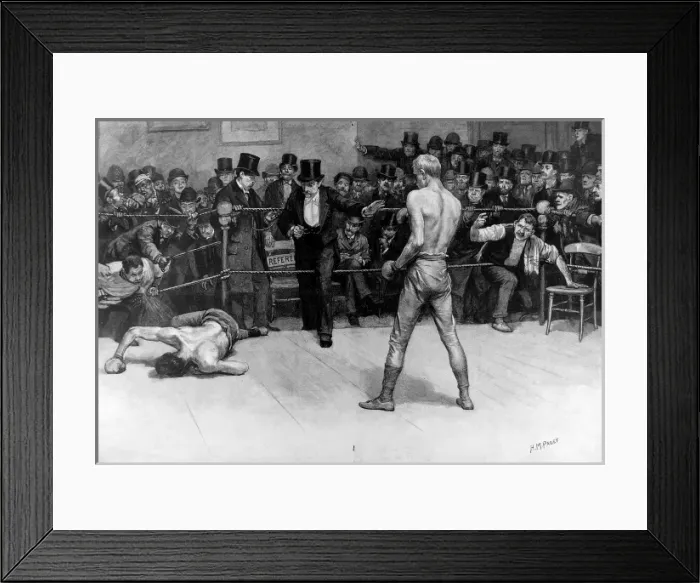 Framed Print : Knock Out at a Boxing Match, c. 1896 Framed Print : Knock Out at a Boxing Match, c. 1896
