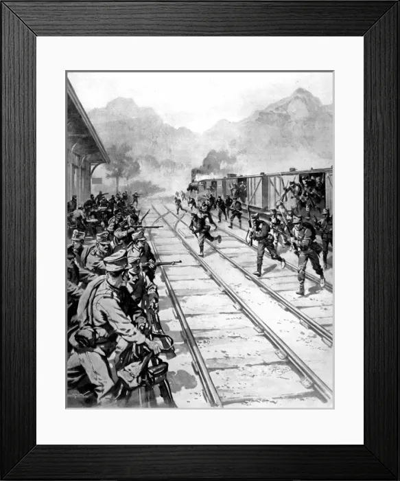 Framed Print : Romanian Troops attacking Ghemesh Station, Austro-Hungaria Framed Print : Romanian Troops attacking Ghemesh Station, Austro-Hungaria