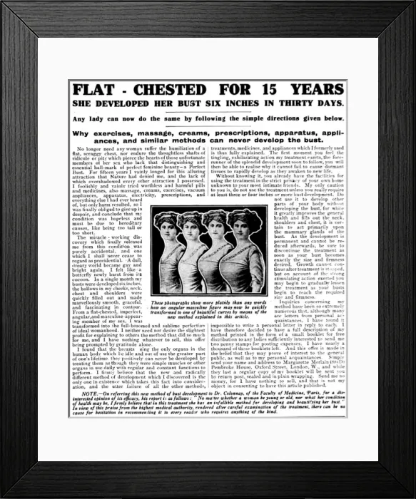 Framed Print : Bust Enhancement Advertisement, 1916