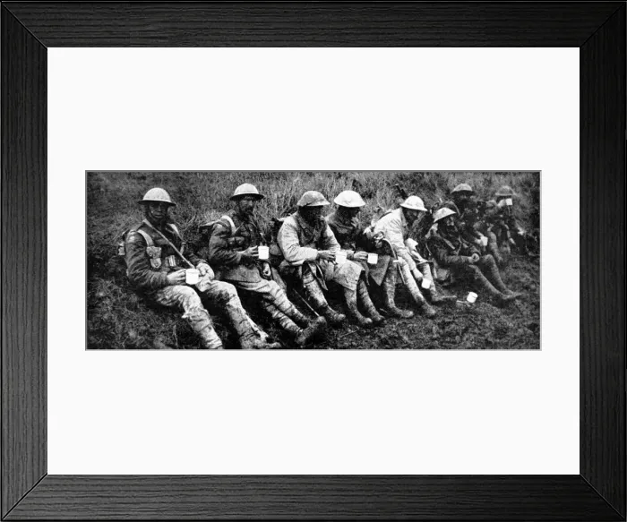 Framed Print : British Soldiers having a cup of tea; First World War, 1916 Framed Print : British Soldiers having a cup of tea; First World War, 1916