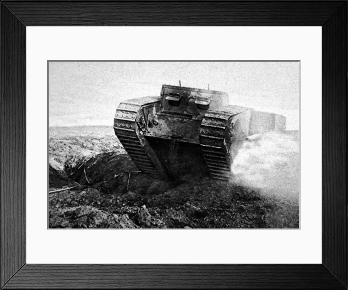 Framed Print : British Tank on the move; First World War, 1916 Framed Print : British Tank on the move; First World War, 1916