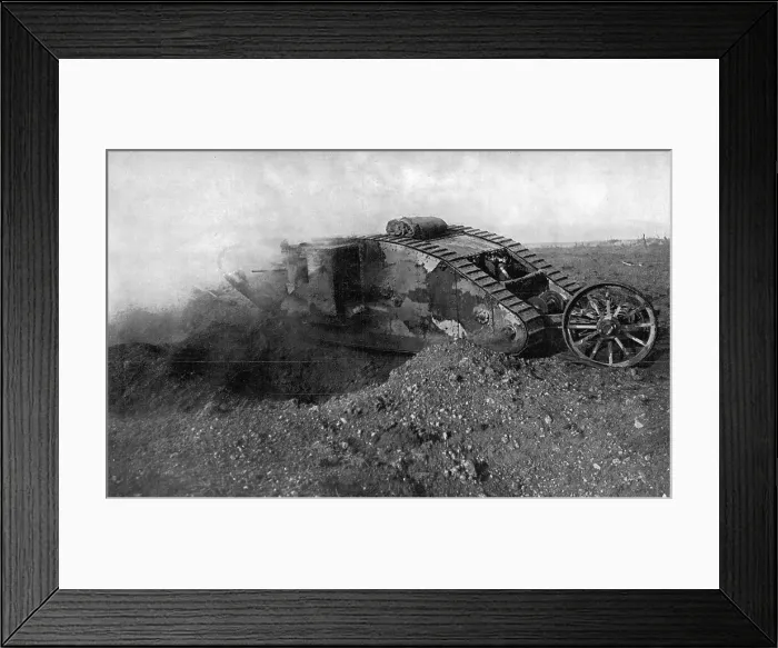 Framed Print : British Tank in action, Western Front; First World War, 1916 Framed Print : British Tank in action, Western Front; First World War, 1916