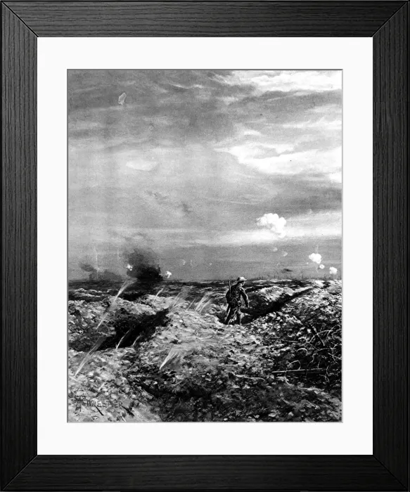 Framed Print : British Runner crossing No Mans Land; First World War, 1 Framed Print : British Runner crossing No Mans Land; First World War, 1
