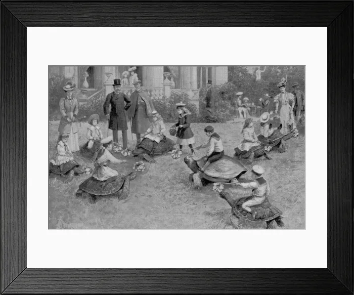 Framed Print : Children Racing Turtles at Hamburg Zoo, 1908 Framed Print : Children Racing Turtles at Hamburg Zoo, 1908