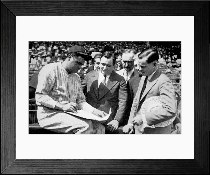 Framed Print : Babe Ruth Signing a $100, 000 Contract, 1926 Framed Print : Babe Ruth Signing a $100, 000 Contract, 1926