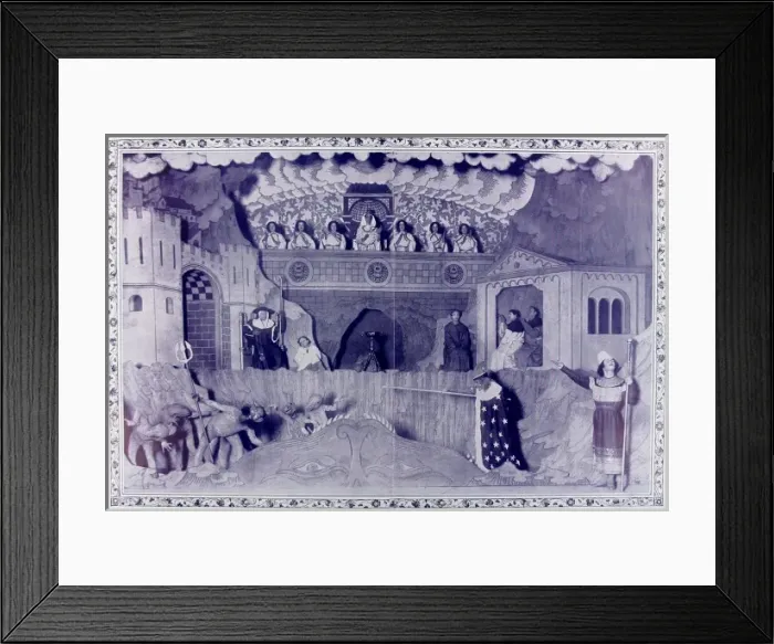 Framed Print : Miracle Play showing Saladin on the way to Hell, 1910