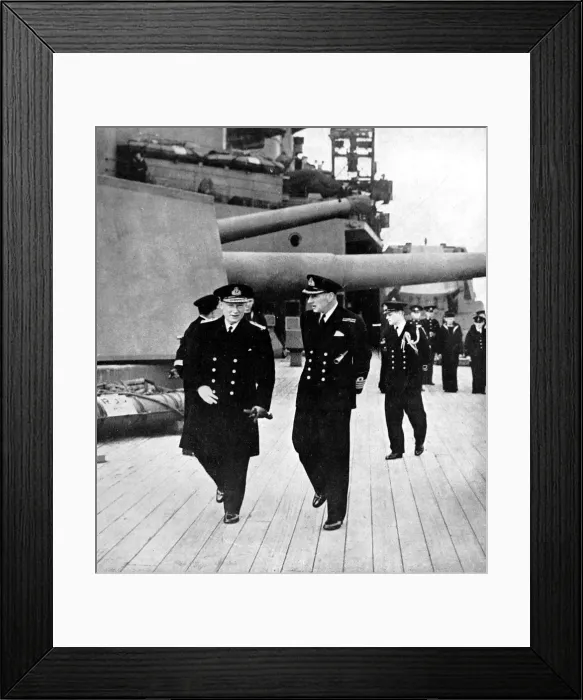 Framed Print : Admiral Tovey and Captain Leach on the deck of HMS Prince o