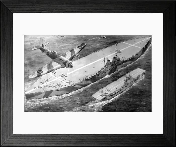 Framed Print : HMS Habbakuk with HMS Indefatigable, 1946 Framed Print : HMS Habbakuk with HMS Indefatigable, 1946