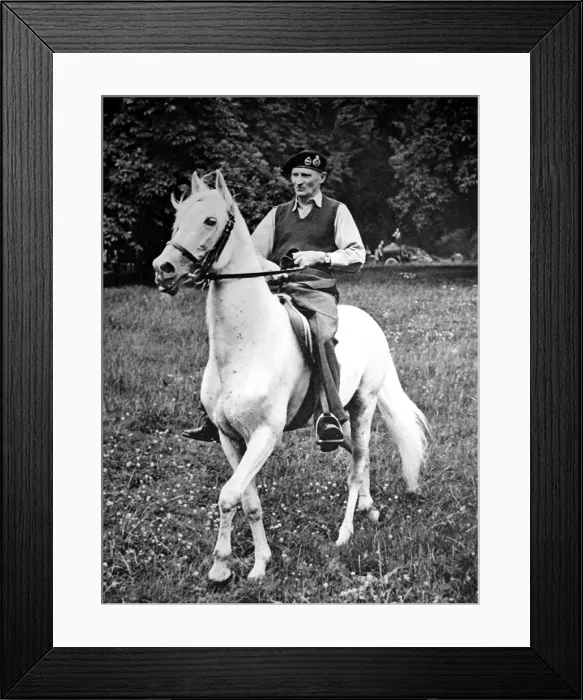 Framed Print : Field-Marshal Montgomery on horseback, 1945 Framed Print : Field-Marshal Montgomery on horseback, 1945