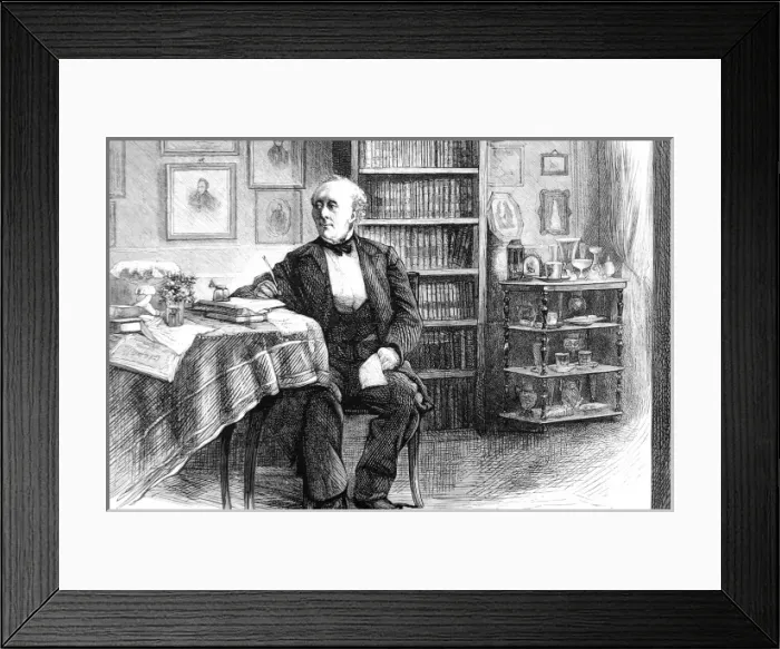 Framed Print : Hans Christian Andersen in his study, c. 1875 Framed Print : Hans Christian Andersen in his study, c. 1875