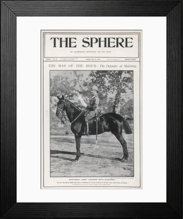 Framed Print : Sir Robert Baden-Powell on horseback, c. 1900 Framed Print : Sir Robert Baden-Powell on horseback, c. 1900