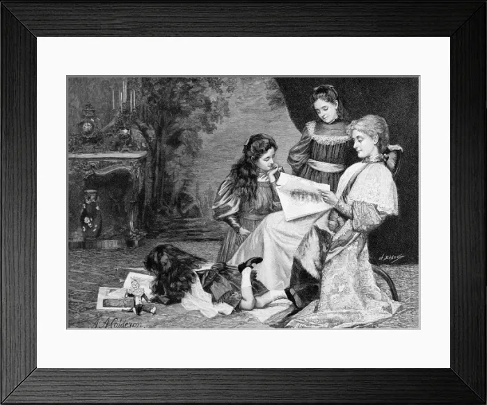 Framed Print : Family reading the Illustrated Papers, c. 1897 Framed Print : Family reading the Illustrated Papers, c. 1897