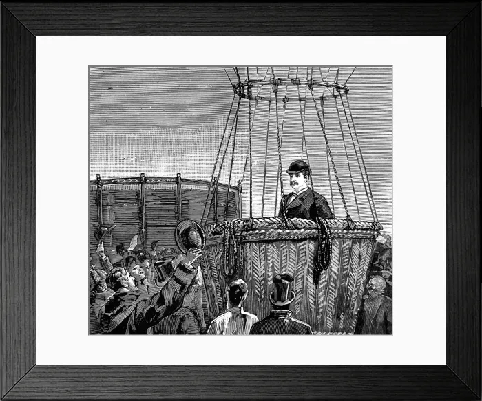 Framed Print : Colonel Frederick Burnaby in his hot air balloon, 1882 Framed Print : Colonel Frederick Burnaby in his hot air balloon, 1882