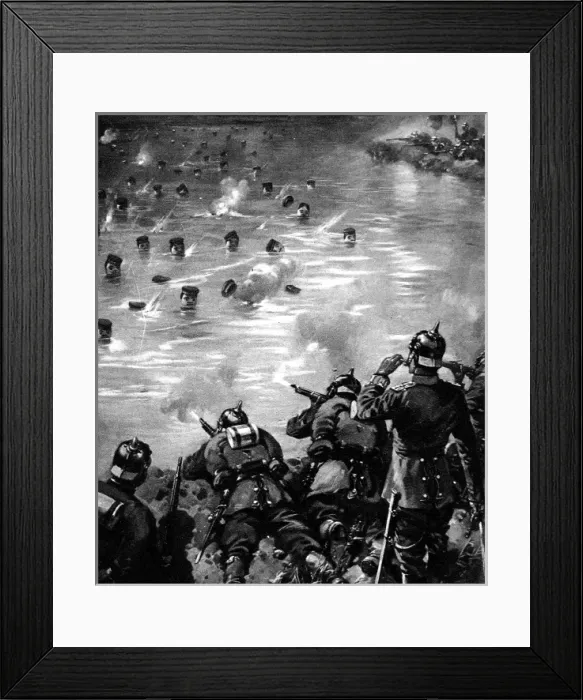 Framed Print : German Infantry practising shooting at painted bladders Framed Print : German Infantry practising shooting at painted bladders