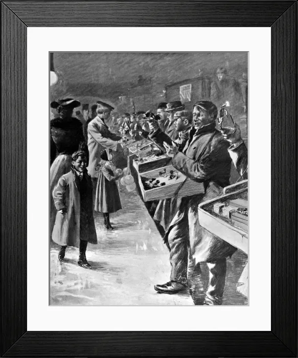 Framed Print : Toy Salesmen on Ludgate Hill, London, 1904 Framed Print : Toy Salesmen on Ludgate Hill, London, 1904