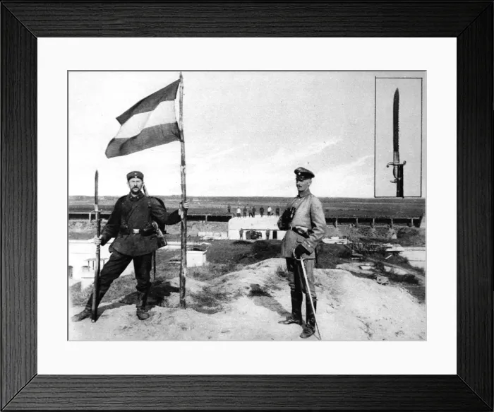 Framed Print : A German saw-edge bayonet in actual use in the war: The Germ Framed Print : A German saw-edge bayonet in actual use in the war: The Germ