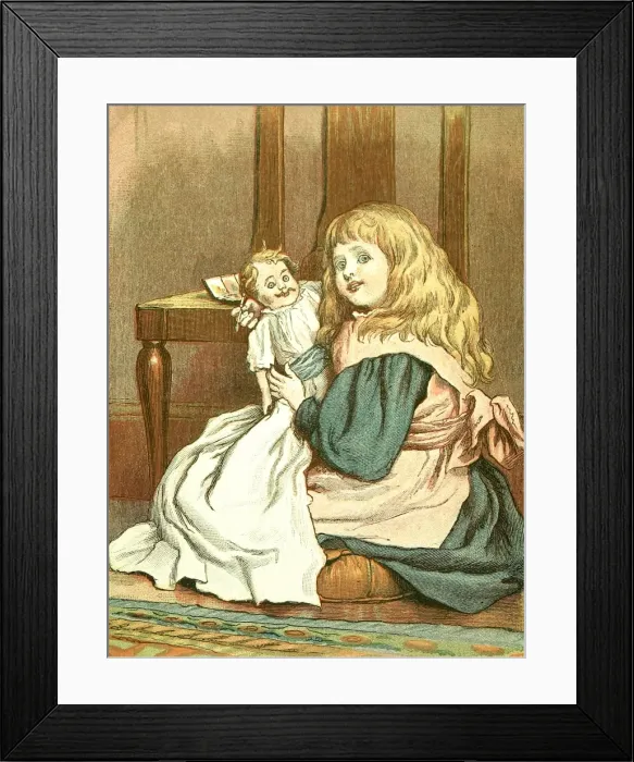 Framed Print : Little Girl playing with her doll, 1888 Framed Print : Little Girl playing with her doll, 1888