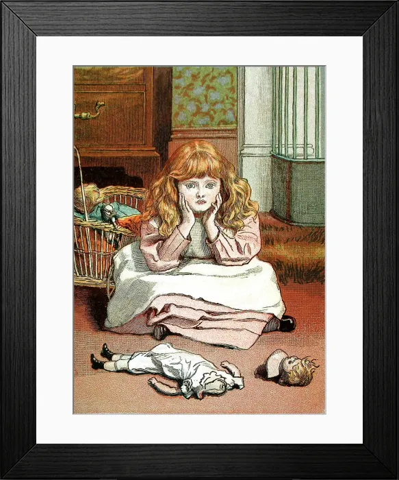 Framed Print : Little Girl Broken Doll 1888 Iln Import 21 Dec