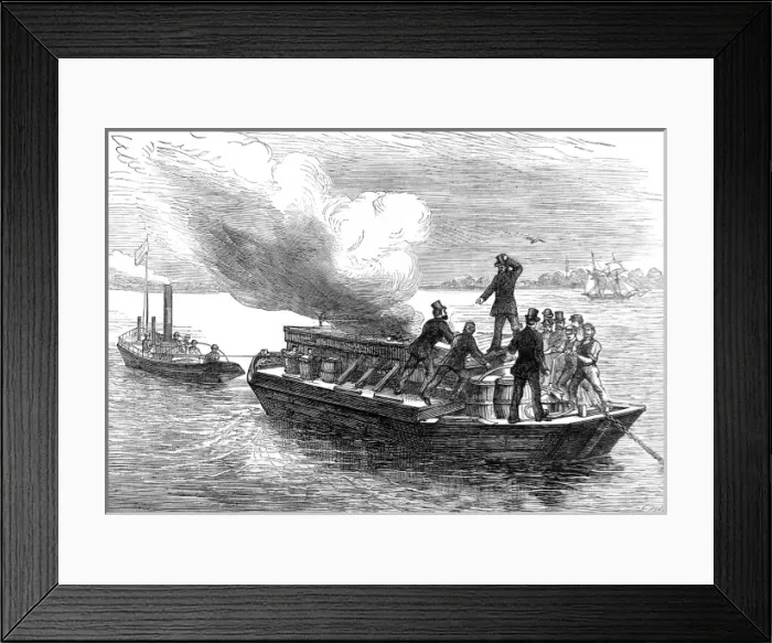 Framed Print : Trial of the Pyroleter Fire Extinguisher, River Thames, 18 Framed Print : Trial of the Pyroleter Fire Extinguisher, River Thames, 18