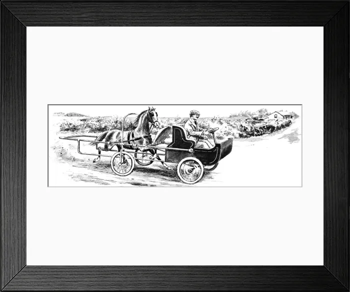 Framed Print : Horse-powered Four Wheel Vehicle, 1921