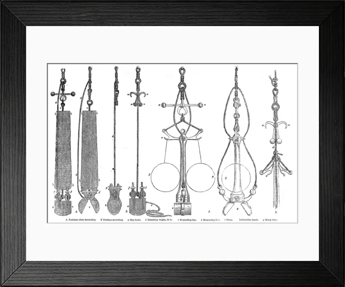 Framed Print : Machinery for Deep-Sea Soundings, 1861 Framed Print : Machinery for Deep-Sea Soundings, 1861