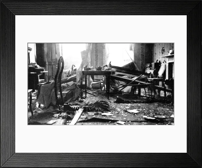Framed Print : A room in a house at Nieuport after a shell had burst Framed Print : A room in a house at Nieuport after a shell had burst