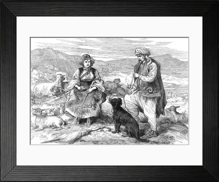 Framed Print : Dalmatian Shepherd and Shepherdess, 1875