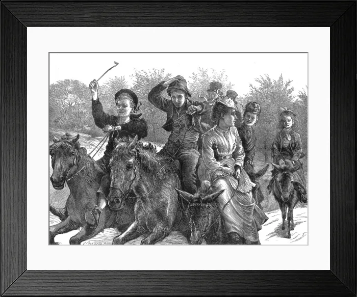 Framed Print : Donkey Rides on Hampstead Heath, London, 1873 Framed Print : Donkey Rides on Hampstead Heath, London, 1873