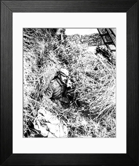 Framed Print : A German artillery observation post in a haystack